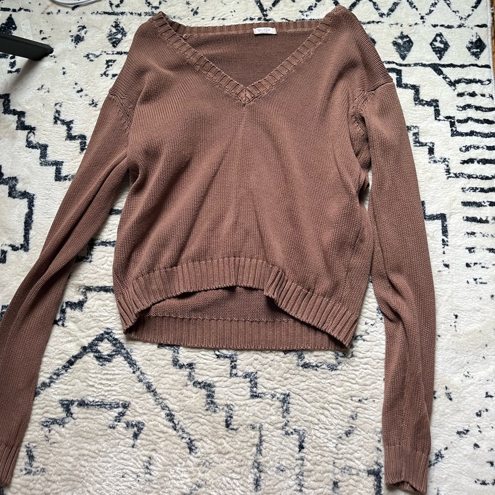 Brown Cropped Sweater- One Size Fits All